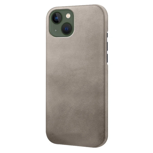 For iPhone 14 Plus 6.7 inch Anti-drop Textured PU Leather Coated PC Scratch-resistant Cell Phone Case - Grey - 1