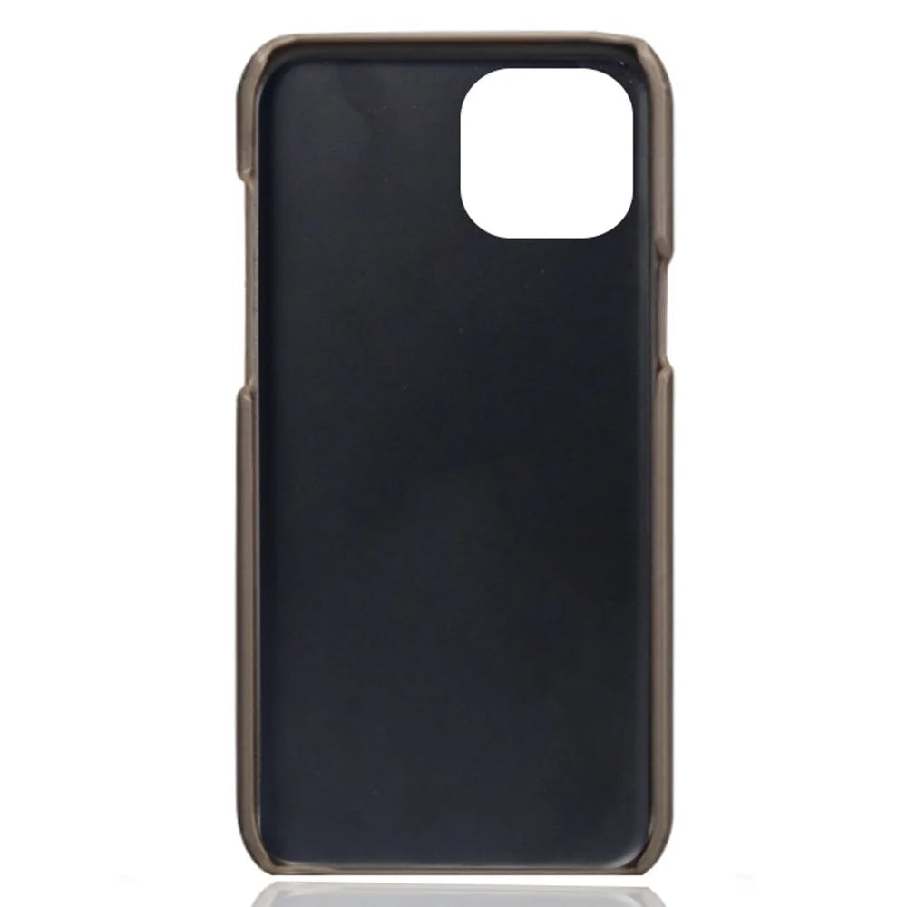 For iPhone 14 Plus 6.7 inch Anti-drop Textured PU Leather Coated PC Scratch-resistant Cell Phone Case - Grey - 4