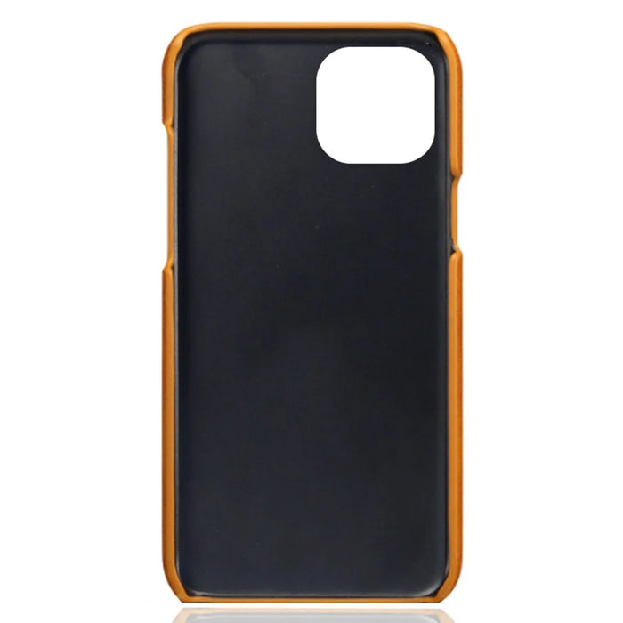 For iPhone 14 6.1 inch Protective Cover Textured PU Leather Coated PC Shockproof Mobile Phone Case - Orange - 4