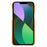 Drop-proof Phone Case for iPhone 14 Plus 6.7 inch, PU Leather Coated Hard PC Phone Shell with Dual Card Slots - Orange - 3