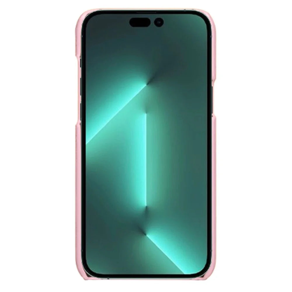 Mobile Phone Case for iPhone 14 Pro 6.1 inch, PU Leather Coated Hard PC Shockproof Dual Card Slots Shell - Rose Gold - 3
