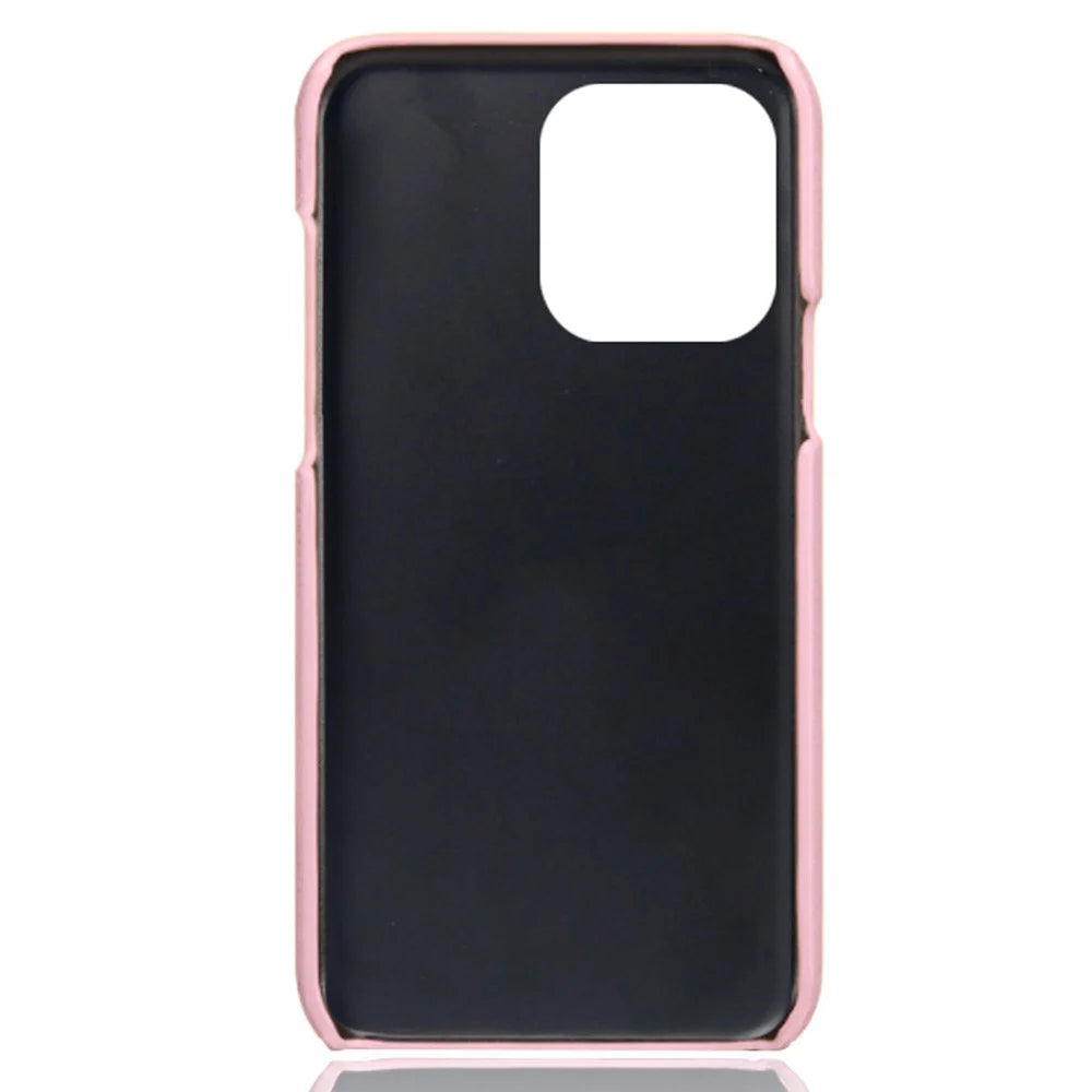 Mobile Phone Case for iPhone 14 Pro 6.1 inch, PU Leather Coated Hard PC Shockproof Dual Card Slots Shell - Rose Gold - 5