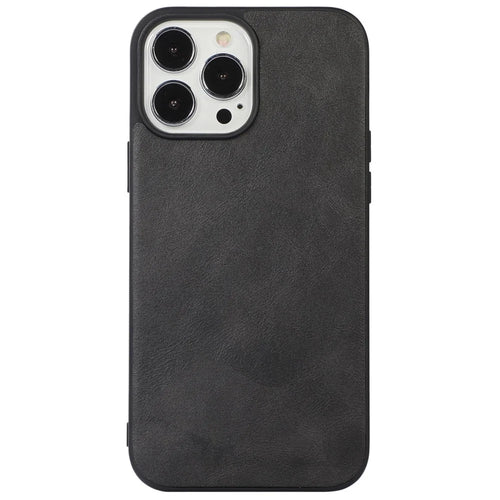 For iPhone 12 Pro Max 6.7 inch Anti-scratch Phone Cover Textured PU Leather Coating Case Drop-proof Protective Phone Shell - Black - 1