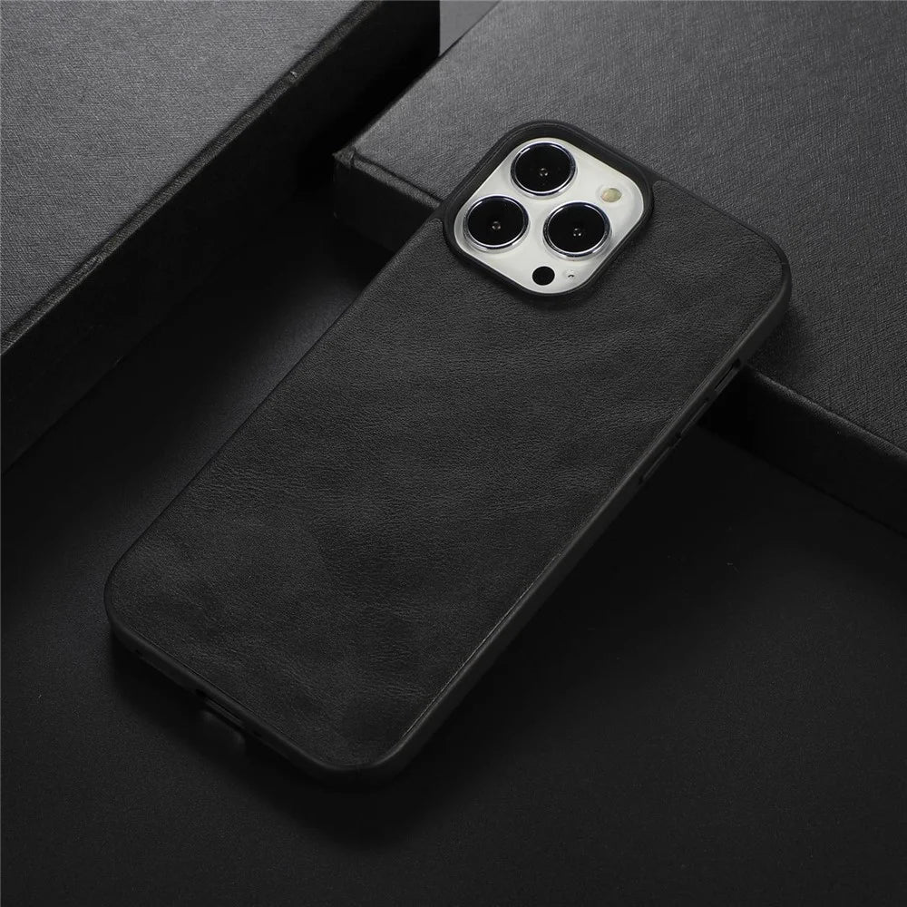 For iPhone 12 Pro Max 6.7 inch Anti-scratch Phone Cover Textured PU Leather Coating Case Drop-proof Protective Phone Shell - Black - 2