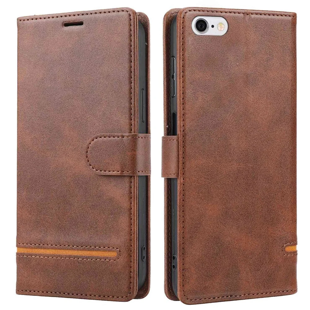 For iPhone 6/7/8 4.7 inch/iPhone SE (2020)/(2022) Drop-proof Phone Flip Leather Case Wallet with Magnetic Clasp Shock Resistant Splicing Phone Protective Cover Stand - Brown - 1