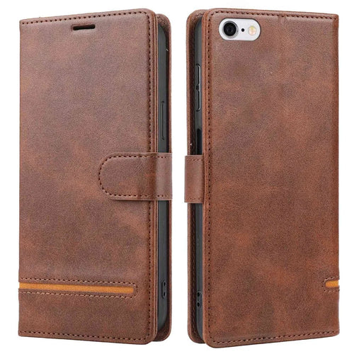 For iPhone 6/7/8 4.7 inch/iPhone SE (2020)/(2022) Drop-proof Phone Flip Leather Case Wallet with Magnetic Clasp Shock Resistant Splicing Phone Protective Cover Stand - Brown - 1