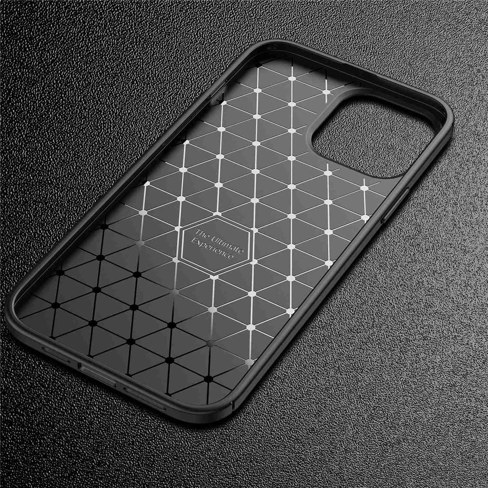 For iPhone 14 Pro Max 6.7 inch Shock Absorbing Soft TPU Phone Case Carbon Fiber Texture Non-Slip Shell - Black - 5