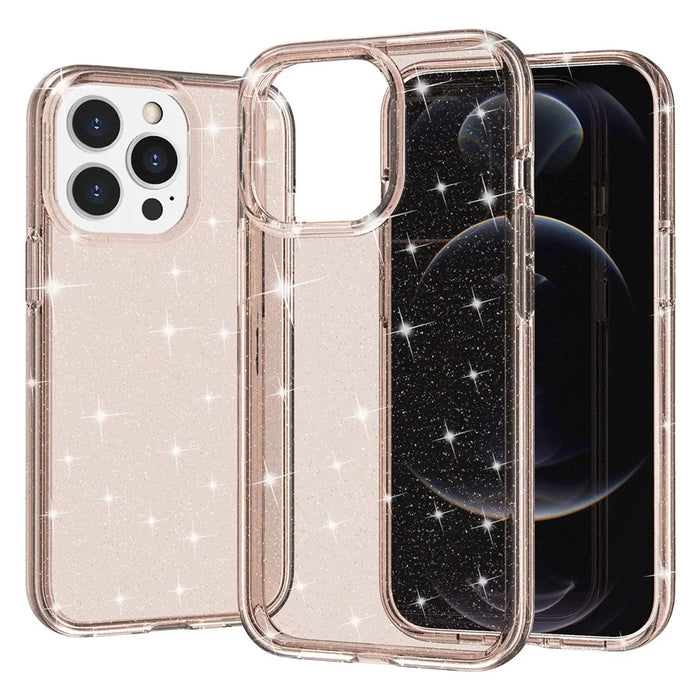 For iPhone 14 Pro Max 6.7 inch Glittery Powder Soft TPU + Hard PC Phone Case Drop-proof Cover - Gold - 5