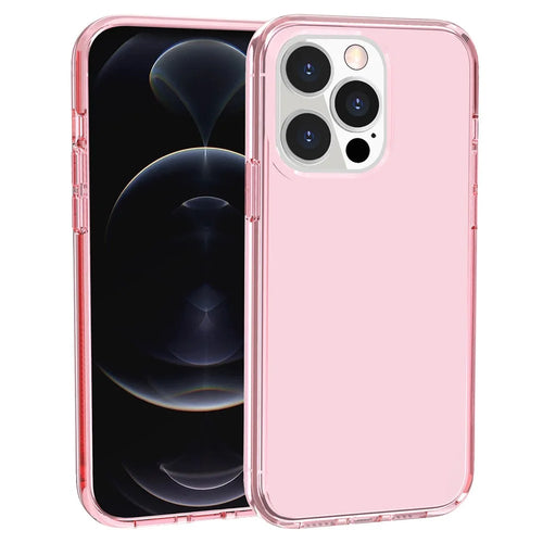 For iPhone 14 Pro Max 6.7 inch Transparent Hard PC + Soft TPU Case Anti-drop Protection Phone Cover - Transparent Pink - 1