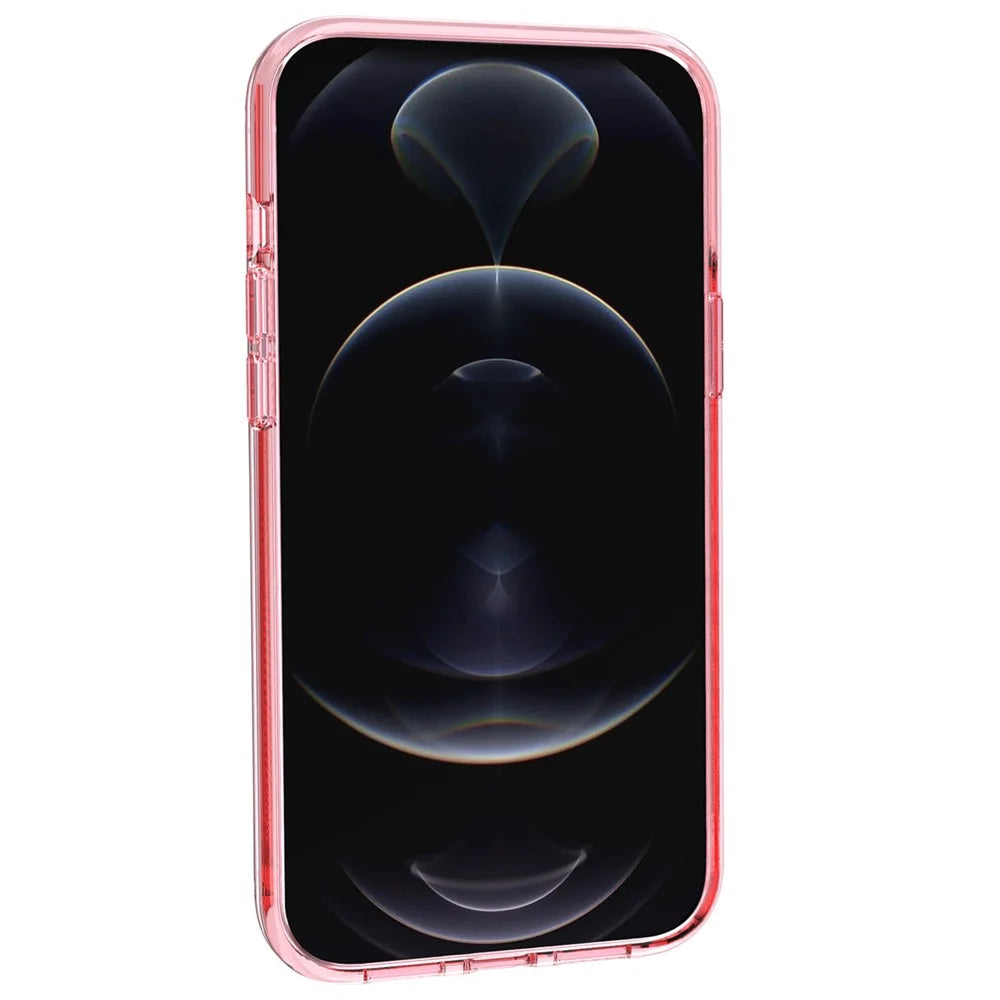 Transparent Phone Case for iPhone 14 6.1 inch, Anti-scratch Hard PC + Soft TPU Case Hybrid Cover - Transparent Pink - 4