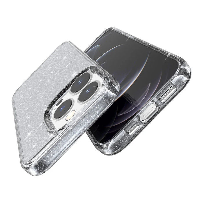 Glittery Powder Smart Phone Case for iPhone 14 Pro 6.1 inch, Anti-drop TPU Edge + PC Back Cover - Grey - 4
