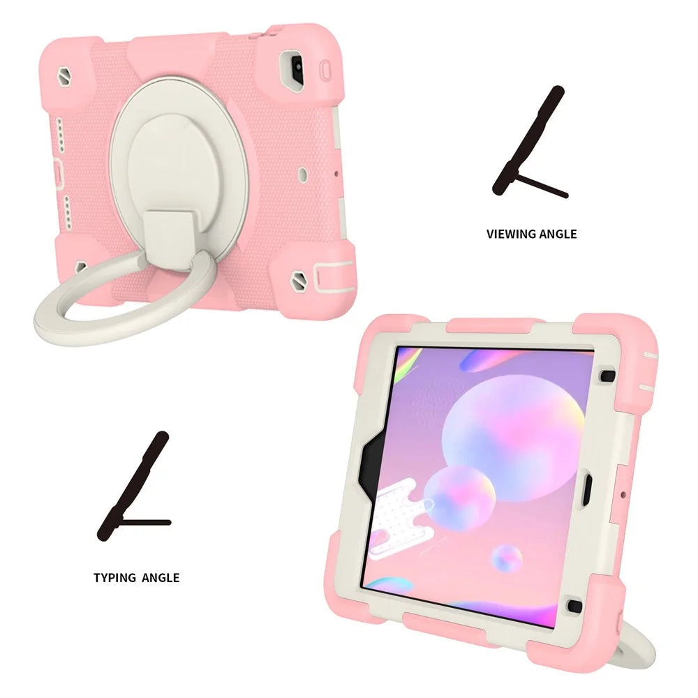 For iPad mini (2019) 7.9 inch/mini 4 Shock Absorbing Kickstand Tablet Cover Reinforced Corner Drop-proof Case with Shoulder Strap - Sakura Pink - 2