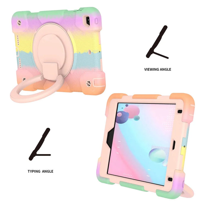 For iPad mini (2019) 7.9 inch/mini 4 Shockproof Colorful Tablet Cover Kickstand PC + Silicone Drop-proof Case with Shoulder Strap - Colorful Rose Gold - 2