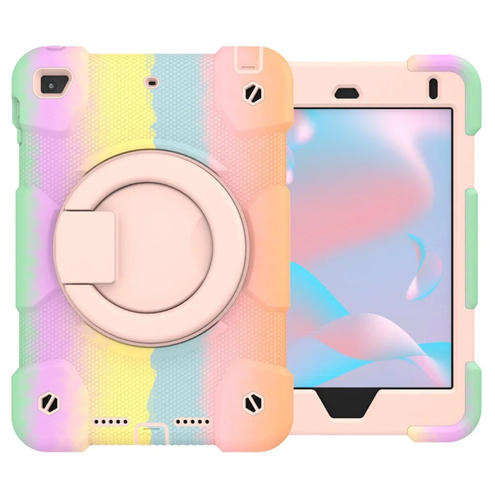 For iPad mini (2019) 7.9 inch/mini 4 Shockproof Colorful Tablet Cover Kickstand PC + Silicone Drop-proof Case with Shoulder Strap - Colorful Rose Gold - 3