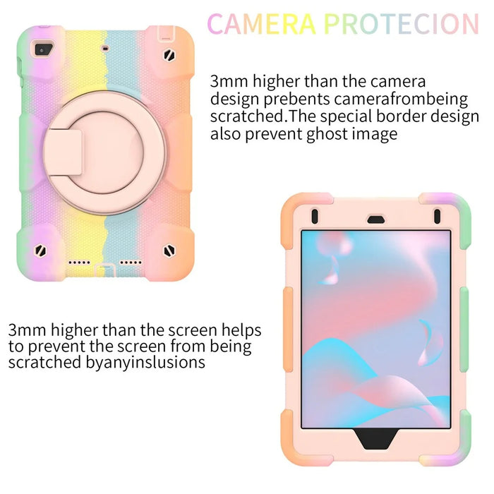 For iPad mini (2019) 7.9 inch/mini 4 Shockproof Colorful Tablet Cover Kickstand PC + Silicone Drop-proof Case with Shoulder Strap - Colorful Rose Gold - 4