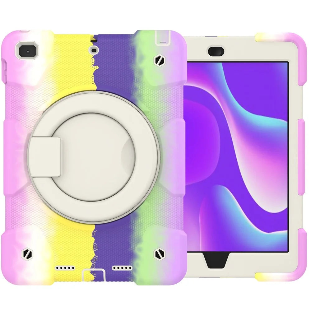 For iPad 9.7-inch (2018)/(2017)/iPad Air 2 PC + Silicone Colorful Tablet Case Anti-fall Protection Kickstand Cover with Shoulder Strap - Colorful Purple - 3