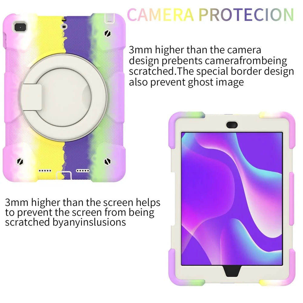 For iPad 9.7-inch (2018)/(2017)/iPad Air 2 PC + Silicone Colorful Tablet Case Anti-fall Protection Kickstand Cover with Shoulder Strap - Colorful Purple - 4