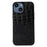 For iPhone 14 6.1 inch Anti-drop Crocodile Texture Phone Case Scratch Resistant Phone Cover Genuine Cowhide Leather Coated PC+TPU Shell - Black - 1