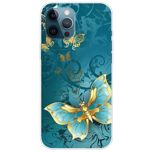 IMD Pattern Printed Case for iPhone 14 Pro Max 6.7 inch Scratch Resistant Soft TPU Phone Protector Shockproof Phone Cover - Golden Butterfly - 1