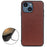 For iPhone 14 6.1 inch Anti-Scratch Textured Genuine Leather Phone Case Shockproof Anti-Slip Protective Cover - Brown - 2