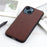 For iPhone 14 6.1 inch Anti-Scratch Textured Genuine Leather Phone Case Shockproof Anti-Slip Protective Cover - Brown - 3