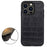 For iPhone 14 Pro 6.1 inch Retro Anti-fall Crocodile Texture Phone Case Genuine Leather Coated PC + TPU Protective Scratch Resistant Back Shell - Black - 2