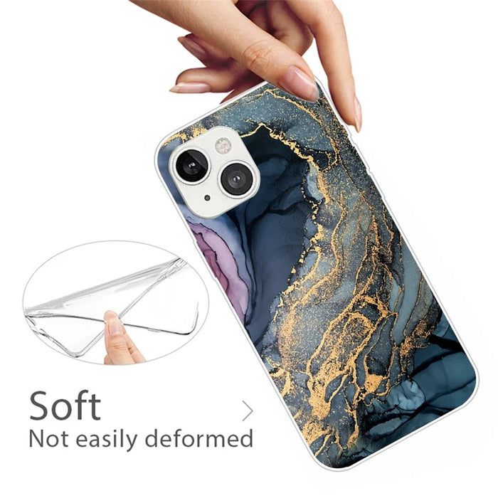 For iPhone 14 6.1 inch A Style Marble Pattern Case IMD Soft TPU Drop Protective Cover Shell - Style F - 2