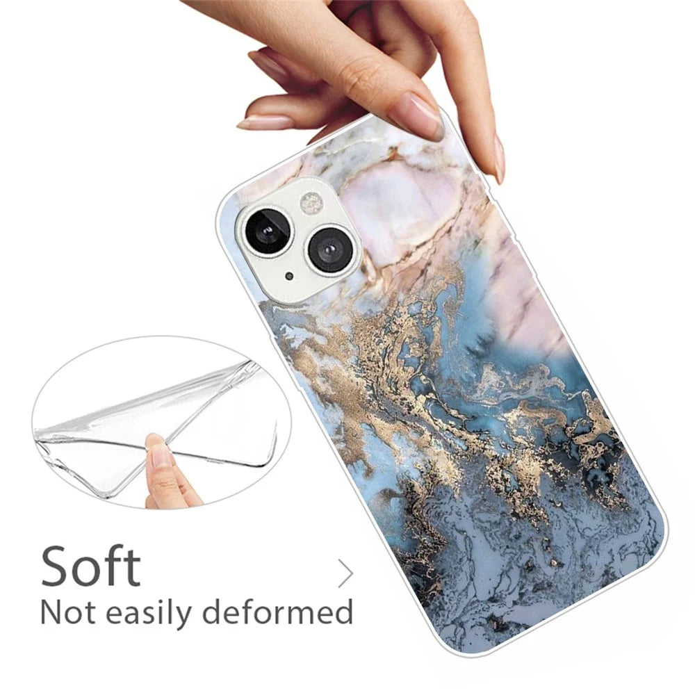 For iPhone 14 6.1 inch Style TPU Phone Shell Marble Pattern IMD Shockproof Back Cover - Style W - 2