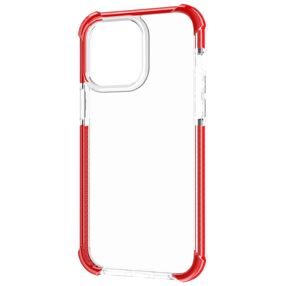 For iPhone 14 Pro Max Case Four Corners Anti Drop Clear TPU + TPE + PC Phone Cover - Transparent Red - 3