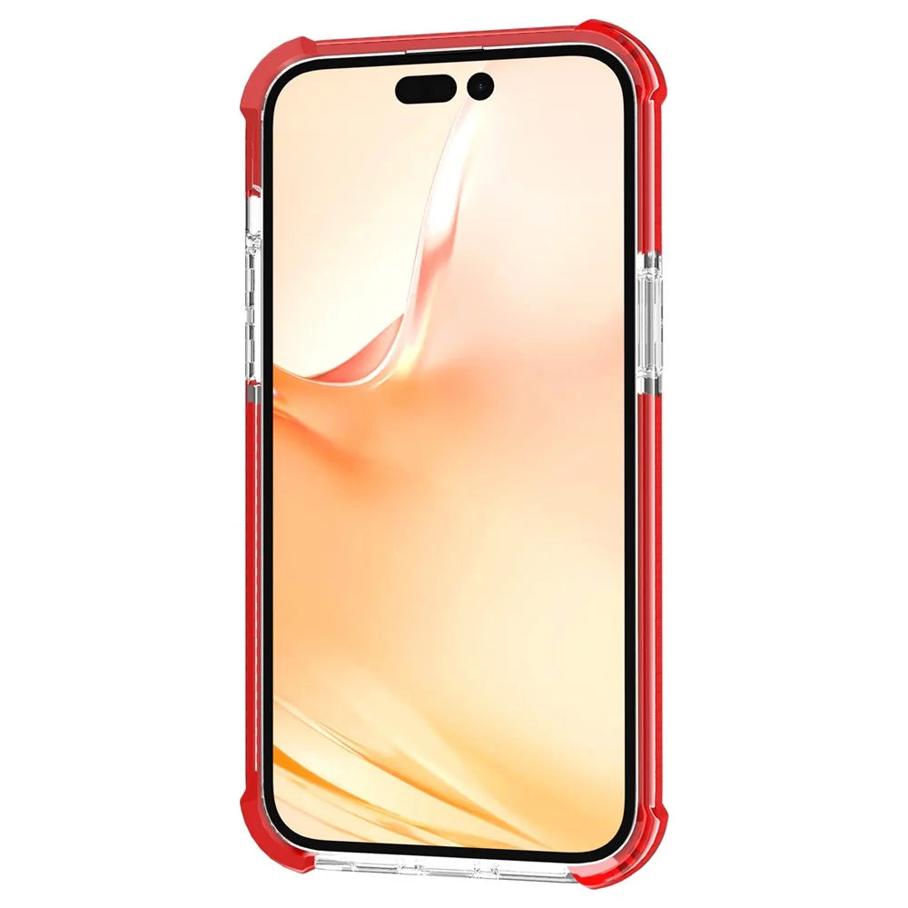 For iPhone 14 Pro Max Case Four Corners Anti Drop Clear TPU + TPE + PC Phone Cover - Transparent Red - 4