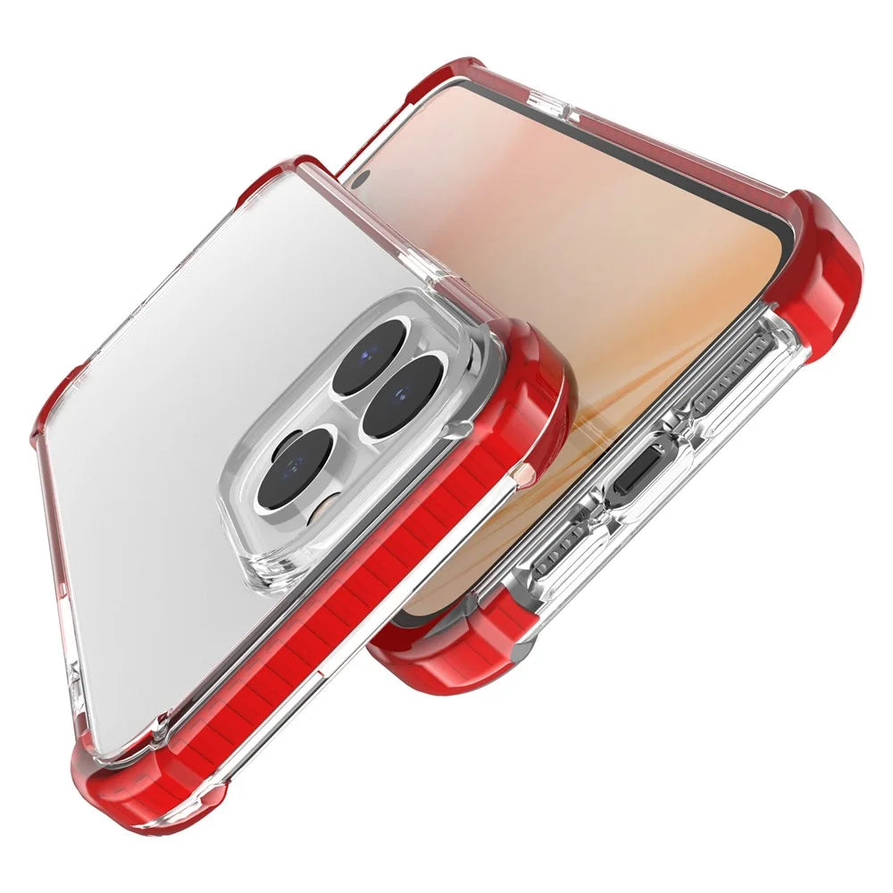 For iPhone 14 Pro Max Case Four Corners Anti Drop Clear TPU + TPE + PC Phone Cover - Transparent Red - 5