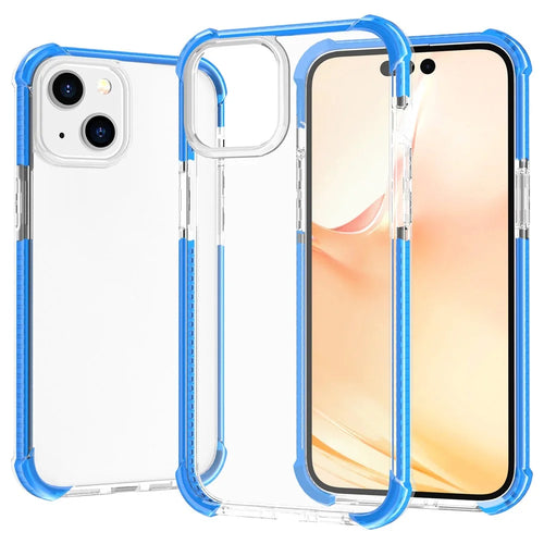 For iPhone 14 Plus Case Four Corners Anti Drop Clear TPU + TPE + PC Phone Cover - Transparent Blue - 1