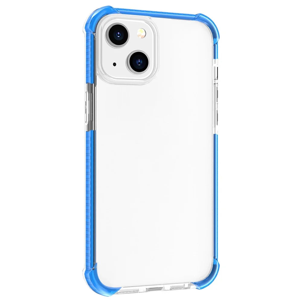 For iPhone 14 Plus Case Four Corners Anti Drop Clear TPU + TPE + PC Phone Cover - Transparent Blue - 2