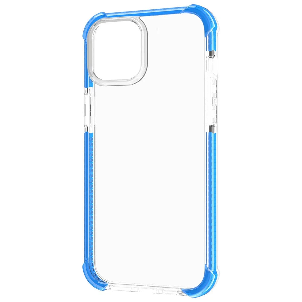 For iPhone 14 Plus Case Four Corners Anti Drop Clear TPU + TPE + PC Phone Cover - Transparent Blue - 3