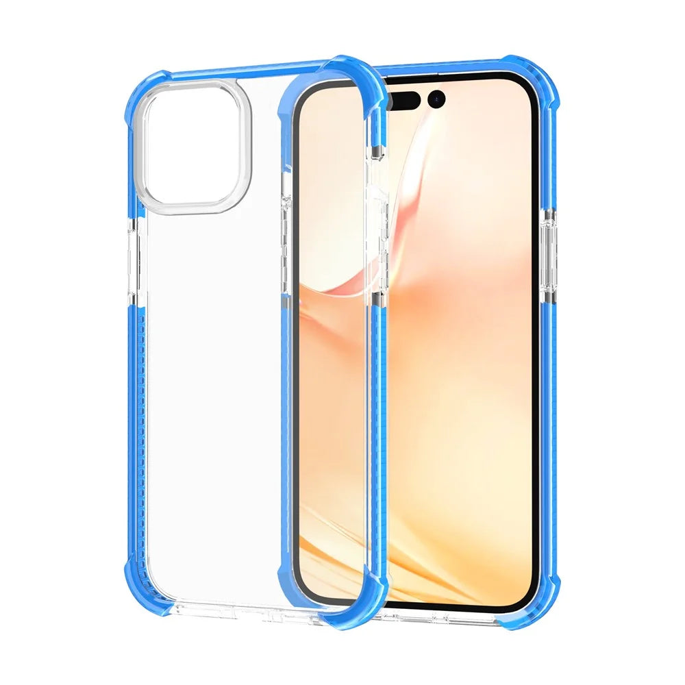 For iPhone 14 Plus Case Four Corners Anti Drop Clear TPU + TPE + PC Phone Cover - Transparent Blue - 5