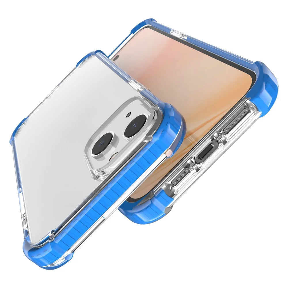 For iPhone 14 Plus Case Four Corners Anti Drop Clear TPU + TPE + PC Phone Cover - Transparent Blue - 6