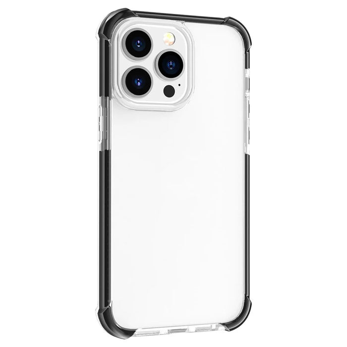 For iPhone 14 Pro Case Four Corners Anti Drop Clear TPU + TPE + PC Phone Cover - Transparent Black - 2