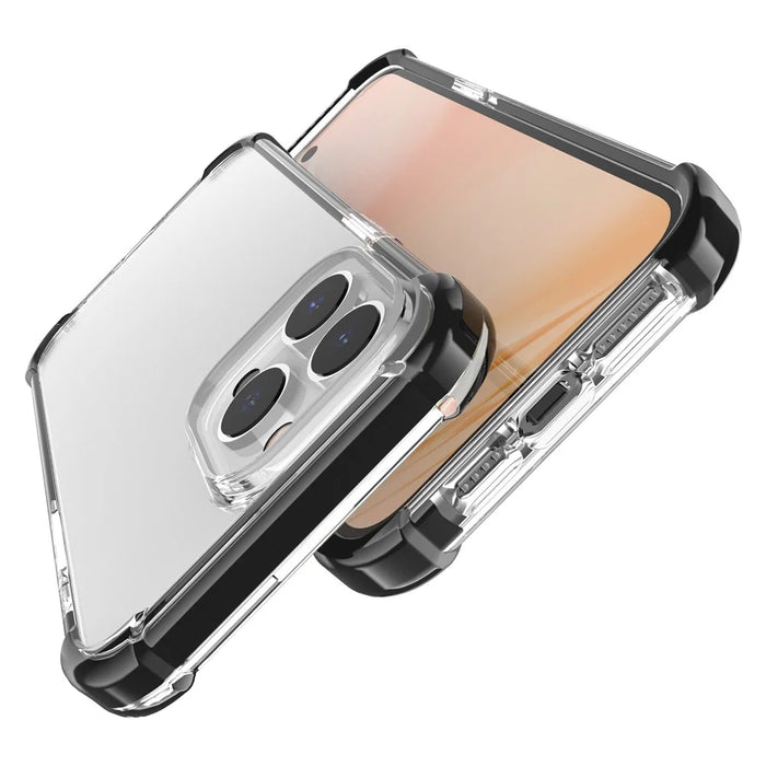 For iPhone 14 Pro Case Four Corners Anti Drop Clear TPU + TPE + PC Phone Cover - Transparent Black - 5