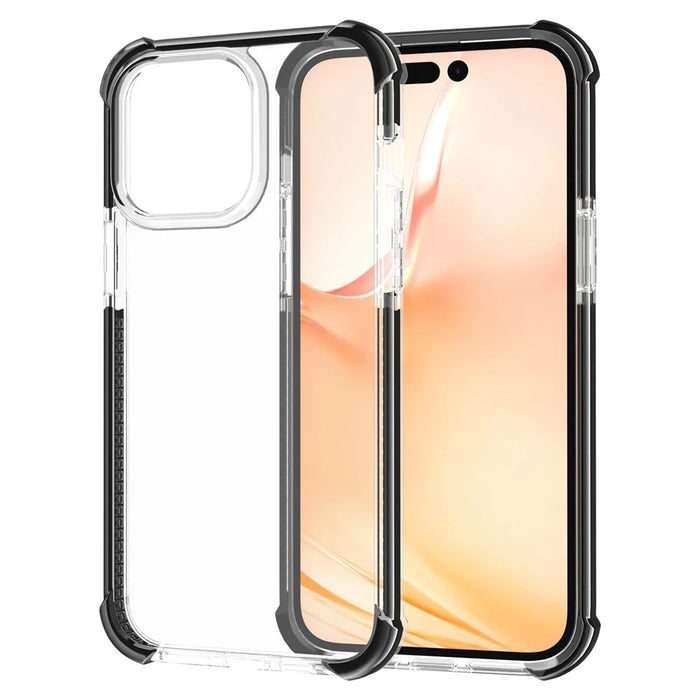 For iPhone 14 Pro Case Four Corners Anti Drop Clear TPU + TPE + PC Phone Cover - Transparent Black - 6