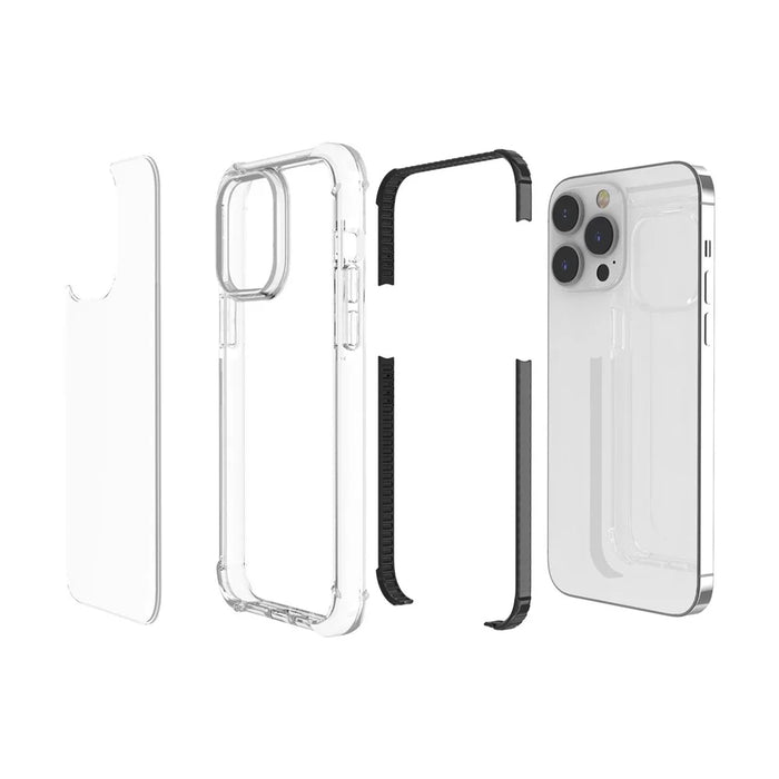For iPhone 14 Pro Case Four Corners Anti Drop Clear TPU + TPE + PC Phone Cover - Transparent Black - 7
