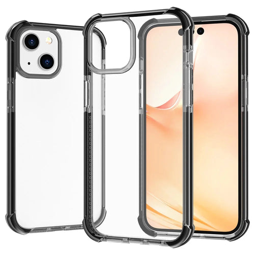 For iPhone 14 Case Four Corners Anti Drop Clear TPU + TPE + PC Phone Cover - Black - 1