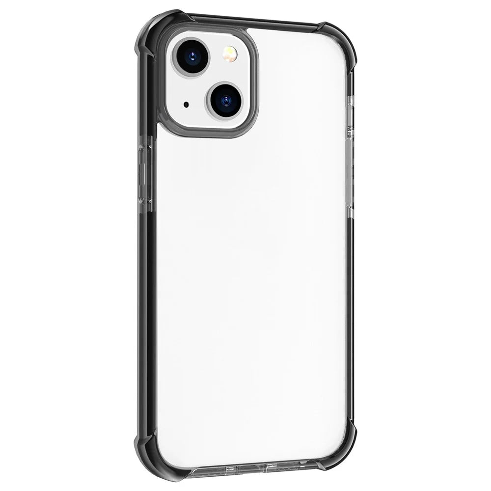 For iPhone 14 Case Four Corners Anti Drop Clear TPU + TPE + PC Phone Cover - Black - 2