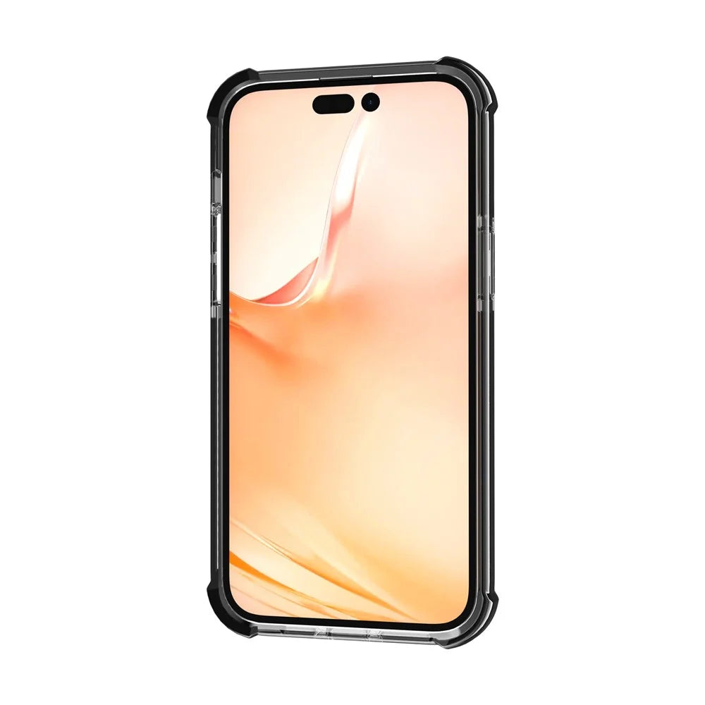 For iPhone 14 Case Four Corners Anti Drop Clear TPU + TPE + PC Phone Cover - Black - 4
