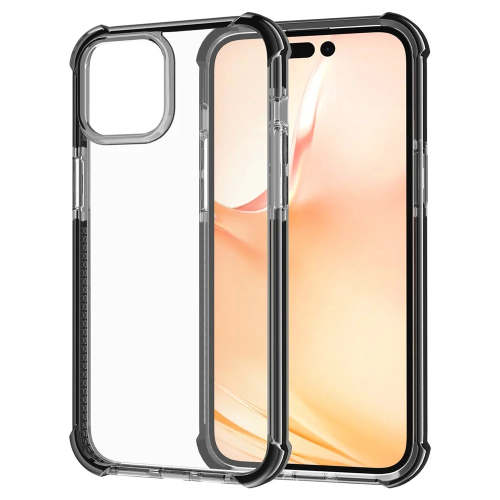 For iPhone 14 Case Four Corners Anti Drop Clear TPU + TPE + PC Phone Cover - Black - 5