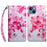 For iPhone 14 6.1 inch PU Leather Case Stand Function 3D Pattern Printed Magnet Closure Wallet Phone Cover with Strap - Peach Blossom - 1