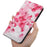 For iPhone 14 6.1 inch PU Leather Case Stand Function 3D Pattern Printed Magnet Closure Wallet Phone Cover with Strap - Peach Blossom - 3