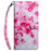 For iPhone 14 6.1 inch PU Leather Case Stand Function 3D Pattern Printed Magnet Closure Wallet Phone Cover with Strap - Peach Blossom - 5