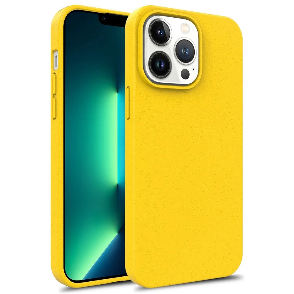 For iPhone 14 Pro Max 6.7 inch Starry Sky Series Eco Phone Case Biodegradable Wheat Straw+TPU Protective Matte Shell - Yellow - 1