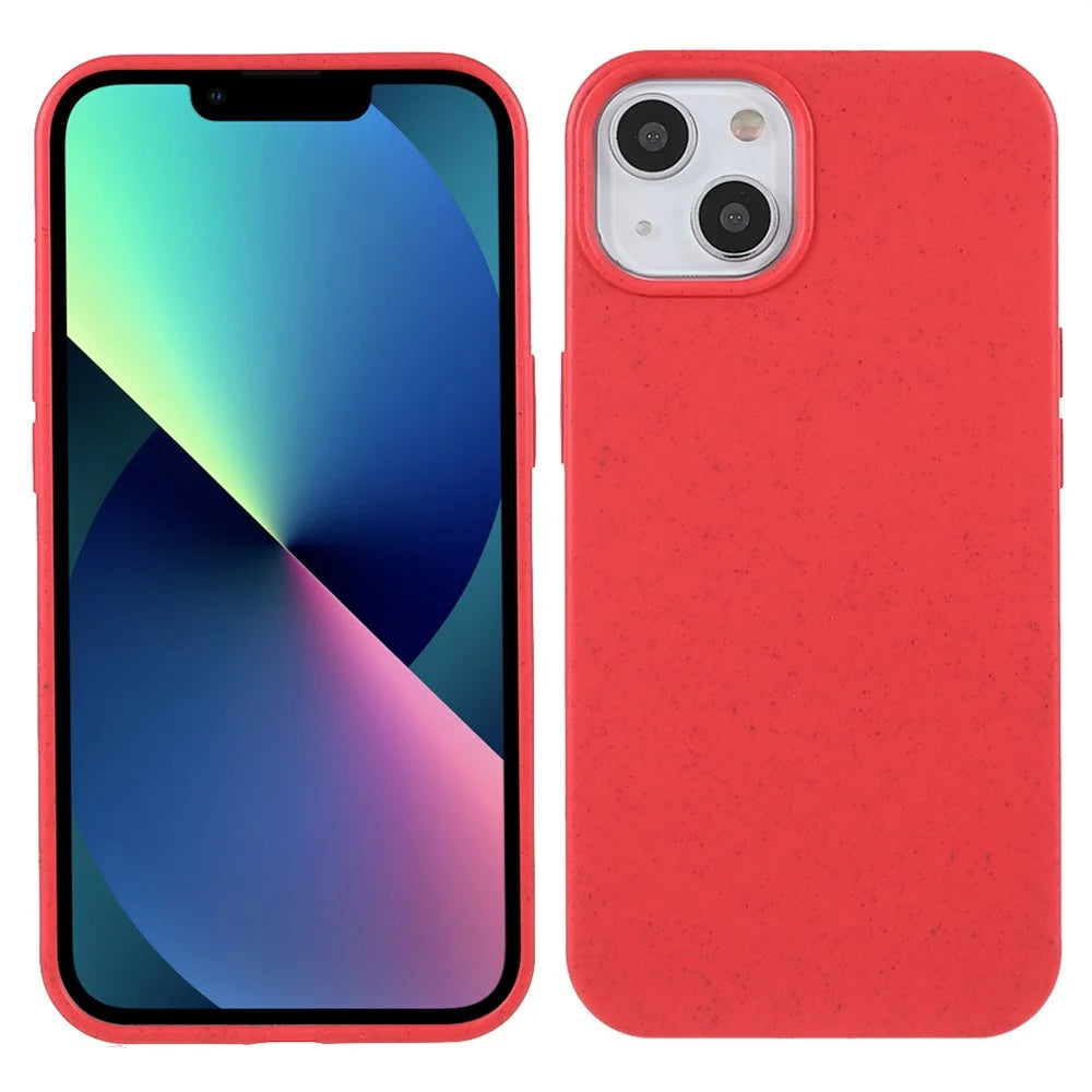 For iPhone 14 Plus 6.7 inch Starry Sky Series Matte Mobile Phone Case Starry Biodegradable Wheat Straw TPU Drop-proof Anti-wear Cell Phone Shell - Red - 1