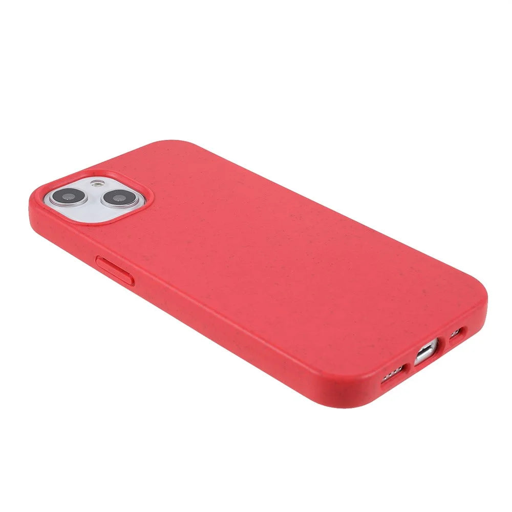 For iPhone 14 Plus 6.7 inch Starry Sky Series Matte Mobile Phone Case Starry Biodegradable Wheat Straw TPU Drop-proof Anti-wear Cell Phone Shell - Red - 2